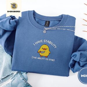 Indigo Blue Duck With Knife Embroidered Sweatshirt
