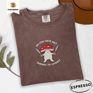 Espresso Enemies To Lovers Mushroom Embroidered T-Shirt