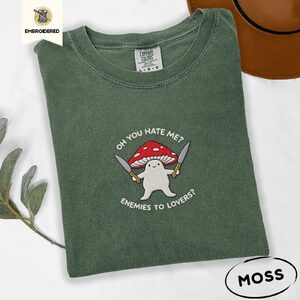 Moss Enemies To Lovers Mushroom Embroidered T-Shirt