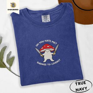 True Navy Enemies To Lovers Mushroom Embroidered T-Shirt