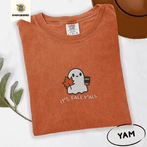 Yam Fall Coffee Ghost Embroidered T-Shirt