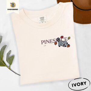 Ivory Fall Raccoon Embroidered T-Shirt