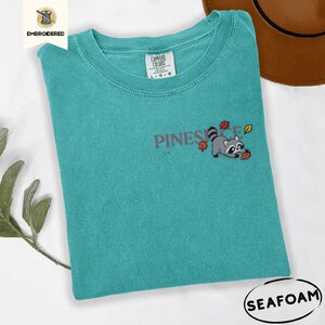 Seafoam Fall Raccoon Embroidered T-Shirt
