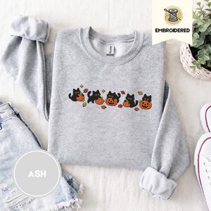 Ash Five Cat Pumpkin Parade Embroidered Sweatshirt