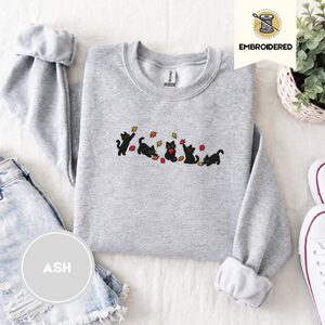Ash Five Playful Black Cats Embroidered Sweatshirt