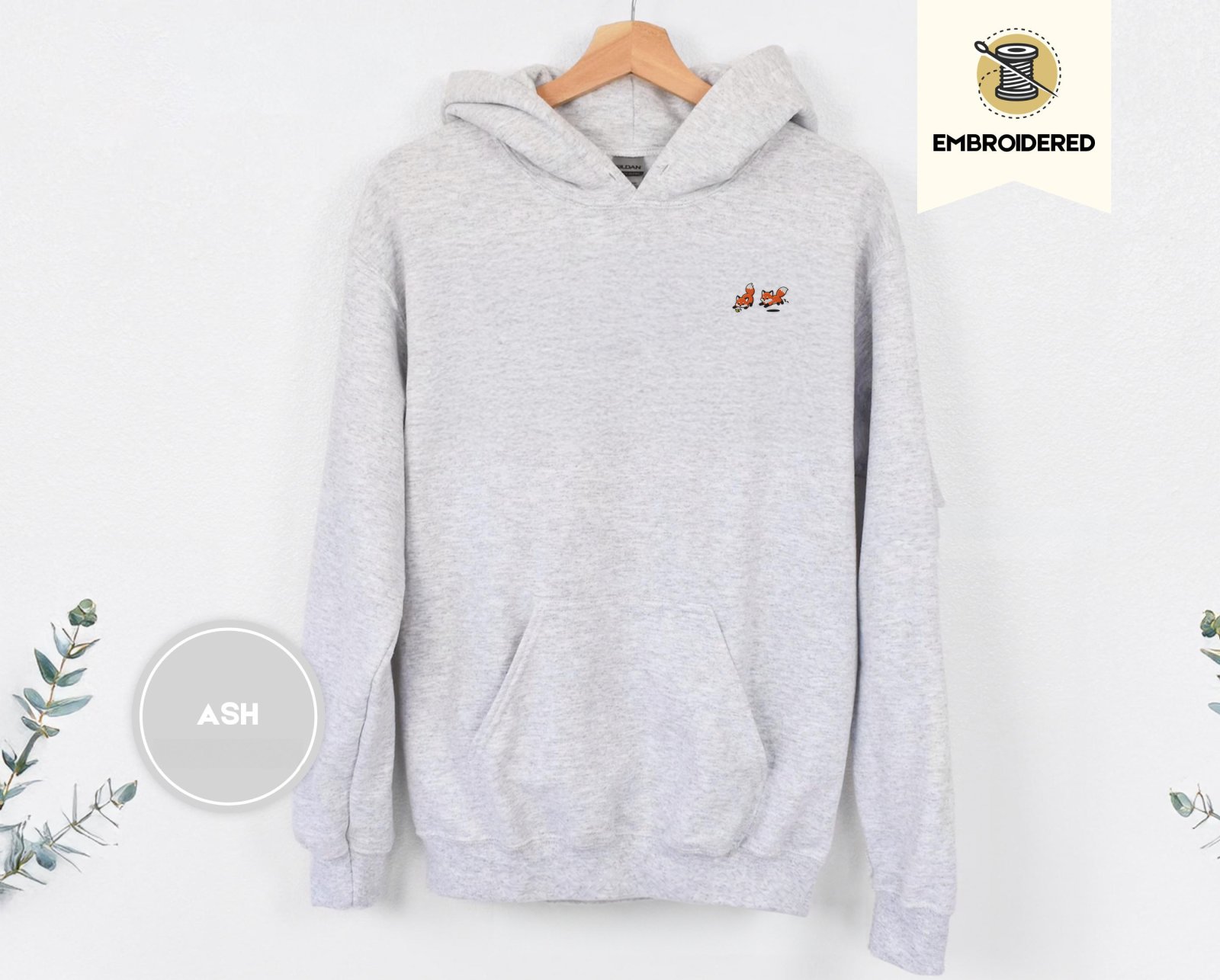 Ash Five Playful Foxes Embroidered Hoodie