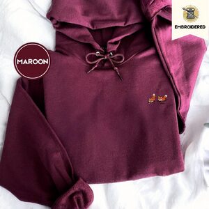 Maroon Five Playful Foxes Embroidered Hoodie
