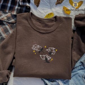 Dark Chocolate Flying Dragons and Clouds Embroidered Sweatshirt