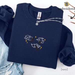 Navy Flying Dragons and Clouds Embroidered Sweatshirt