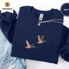 Navy Flying Mallard Ducks Embroidered Sweatshirt