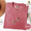 Crimson Flying Mallard Ducks Embroidered T-Shirt
