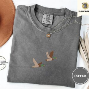 Pepper Flying Mallard Ducks Embroidered T-Shirt