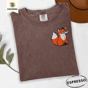 Espresso Fox with Knife Embroidered T-Shirt