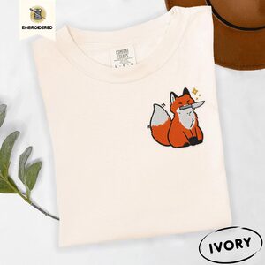Ivory Fox with Knife Embroidered T-Shirt