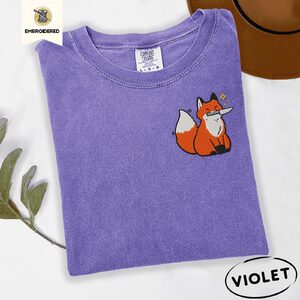 Violet Fox with Knife Embroidered T-Shirt