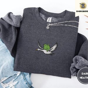 Dark Heather Frog and Goose Embroidered Sweatshirt