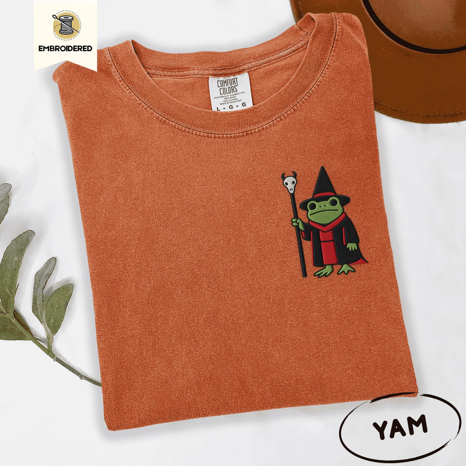 Yam Frog and Skull Staff Embroidered T-Shirt