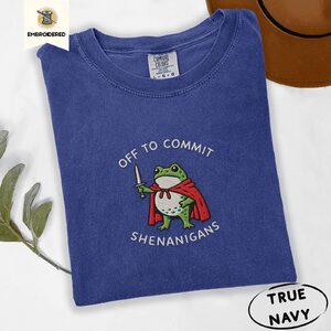 True Navy Frog Knight Shenanigans Embroidered T-Shirt