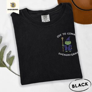 Black Frog Wizard Shenanigans Embroidered T-Shirt