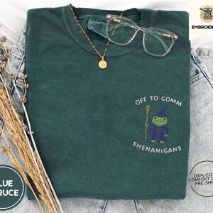 Blue Spruce Frog Wizard Shenanigans Embroidered T-Shirt