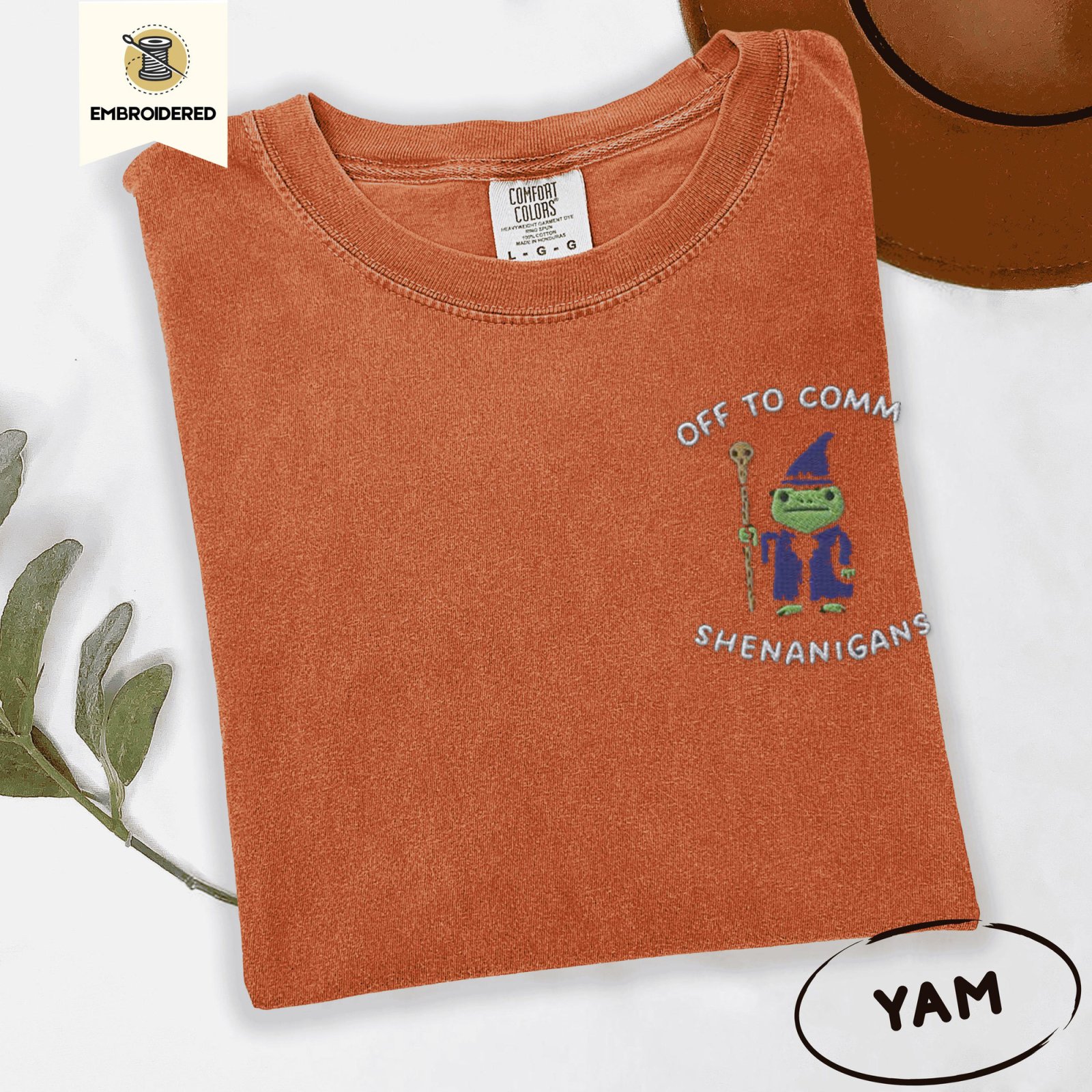 Yam Frog Wizard Shenanigans Embroidered T-Shirt