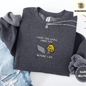 Dark Heather Funny Chick Email Embroidered Sweatshirt