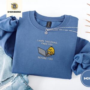 Indigo Blue Funny Chick Email Embroidered Sweatshirt