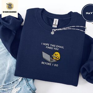 Navy Funny Chick Email Embroidered Sweatshirt