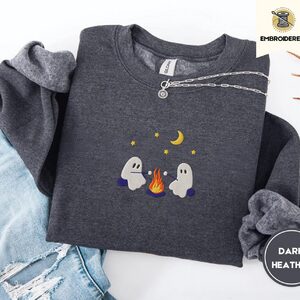 Dark Heather Ghost Campfire Embroidered Sweatshirt
