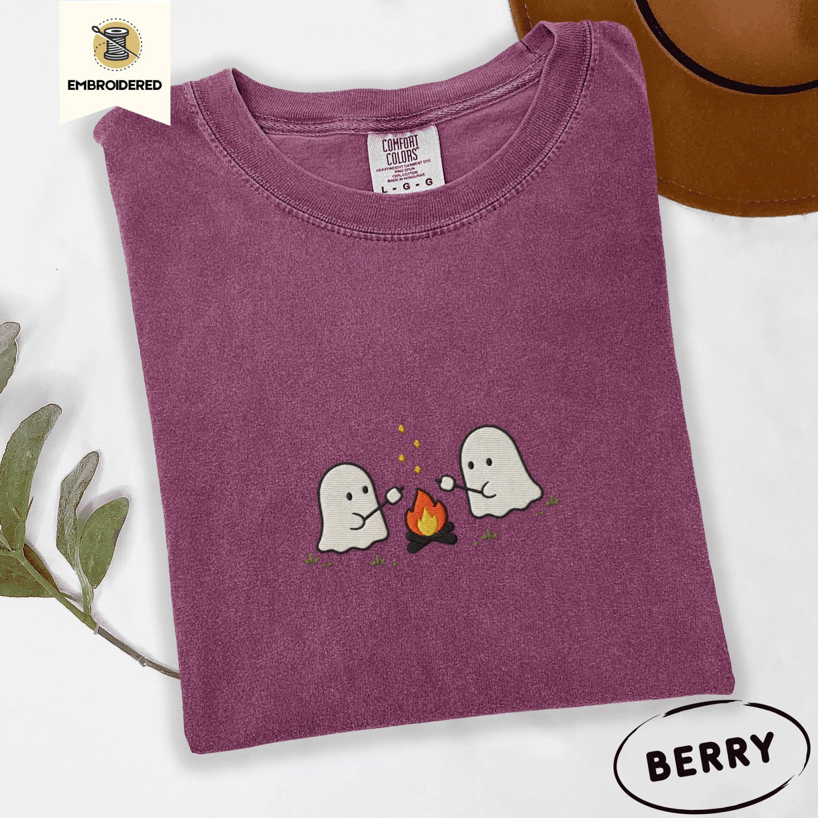 Berry Ghost Campfire Embroidered T-Shirt