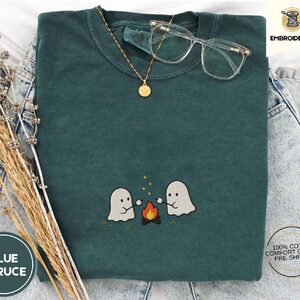 Blue Spruce Ghost Campfire Embroidered T-Shirt