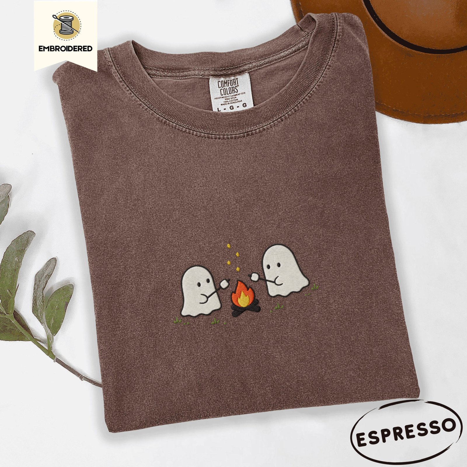 Espresso Ghost Campfire Embroidered T-Shirt