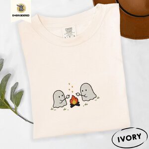 Ivory Ghost Campfire Embroidered T-Shirt