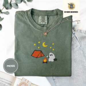 Moss Ghost Camping Embroidered T-Shirt