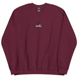 Maroon Gold Sparkle Dragons Embroidered Sweatshirt