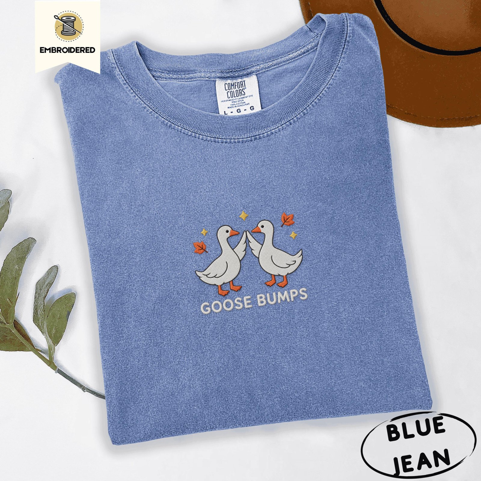 Blue Jean Goose Bumps Embroidered T-Shirt