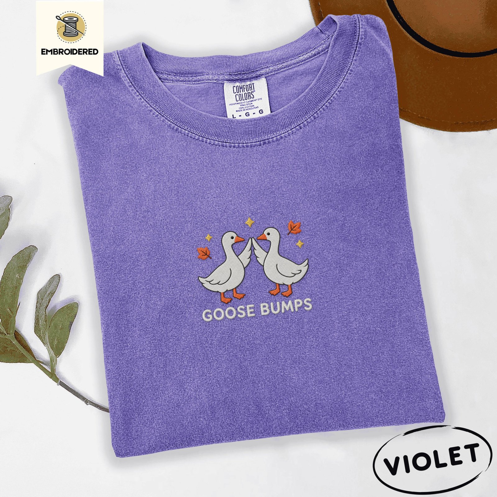 Violet Goose Bumps Embroidered T-Shirt