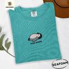 Seafoam Gray Reclining Penguin Embroidered T-Shirt