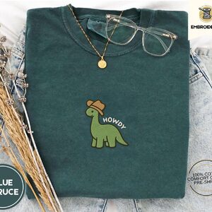 Blue Spruce Green Longneck Cowboy Embroidered T-Shirt