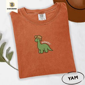 Yam Green Longneck Cowboy Embroidered T-Shirt
