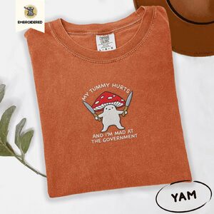 Yam Grumpy Mushroom Embroidered T-Shirt