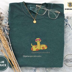 Blue Spruce Heart Sunglasses Snake Embroidered T-Shirt