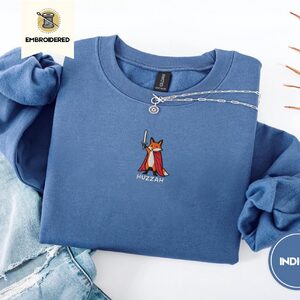 Indigo Blue Huzzah Fox Embroidered Sweatshirt