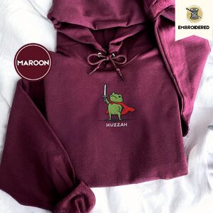 Maroon Huzzah Knight Frog Embroidered Hoodie