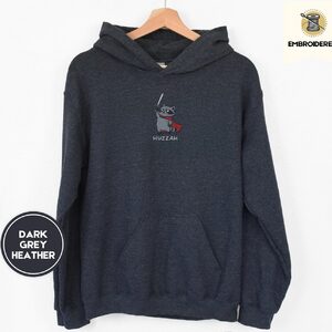 Dark Heather Huzzah Raccoon Embroidered Hoodie