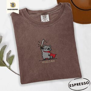 Espresso Huzzah Raccoon Embroidered T-Shirt