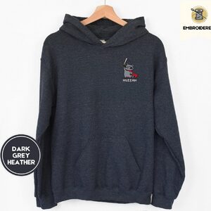 Dark Heather Huzzah Raccoon Knight Embroidered Hoodie