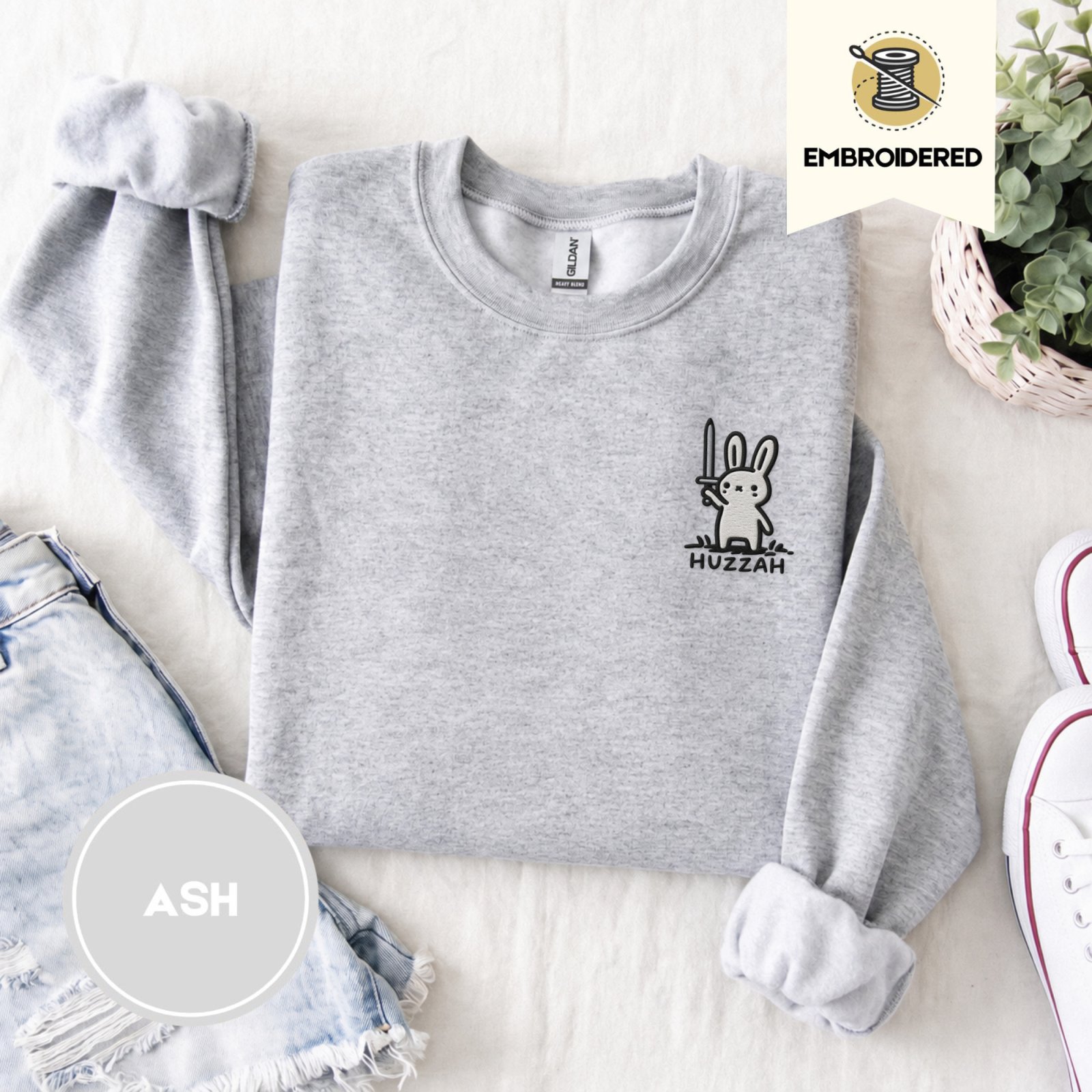 Ash Huzzah Sword Bunny Embroidered Sweatshirt