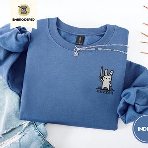 Indigo Blue Huzzah Sword Bunny Embroidered Sweatshirt