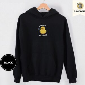 Black I Choose Violence Duck Embroidered Hoodie